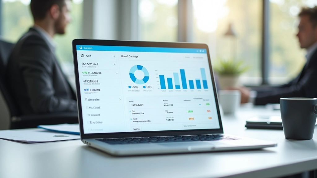 Laptopu ekrāns ar atvērtas bankas saskarni, finanšu dati, integrācija